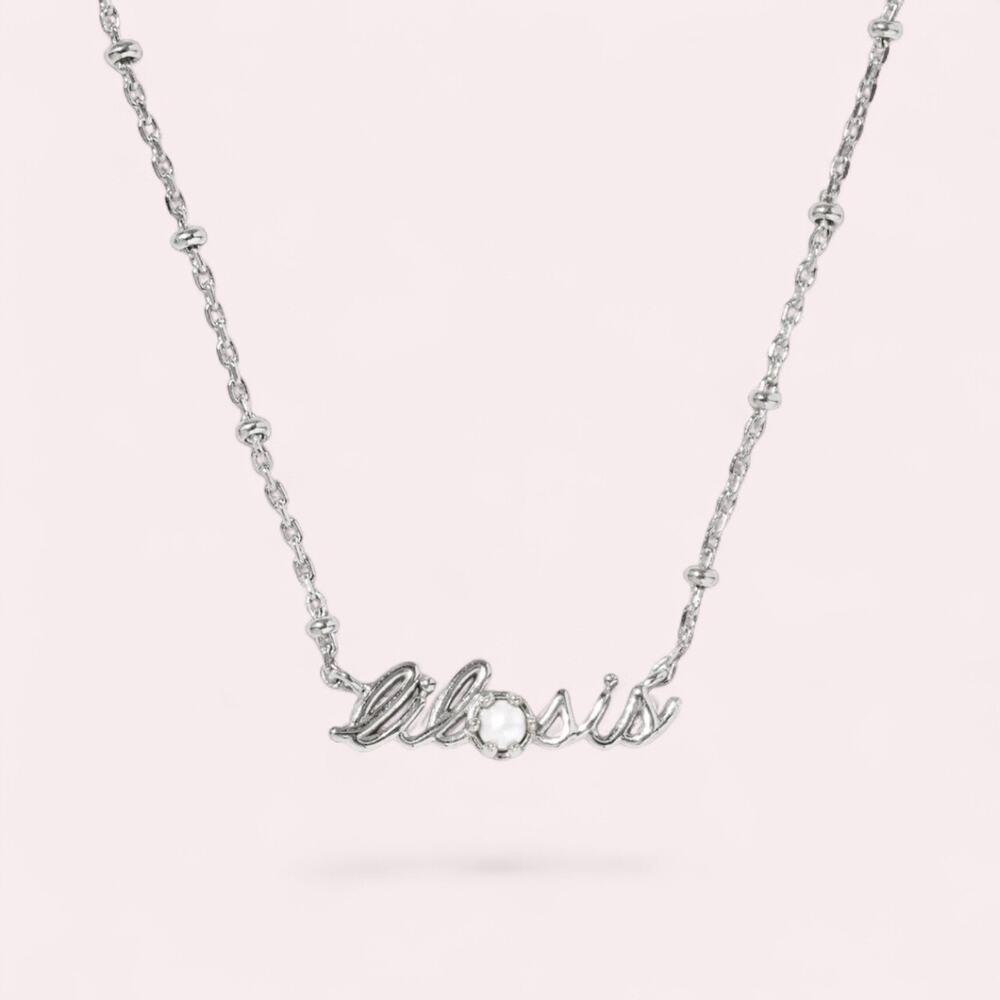 Kendra Scott Little Sis Cultured Pearl Rhodium Platd Pendant Necklace Silver NWT